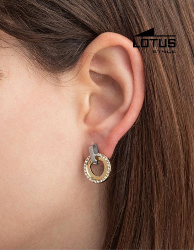 LOTUS STYLE STAINLESS STEEL EARRINGS 